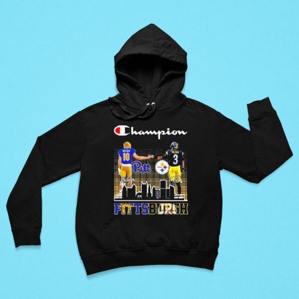 Champions Pittsburgh City Skyline Holstein Pitt Panthers And Wilson Pittsburgh Slers Signatures Hoodie