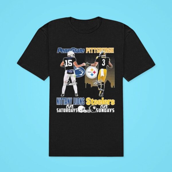 Drew Allar Penn State Nittany Lions On Saturdays X Russell Wilson Pittsburgh Slers On Sundays Signature Classic Tshirt