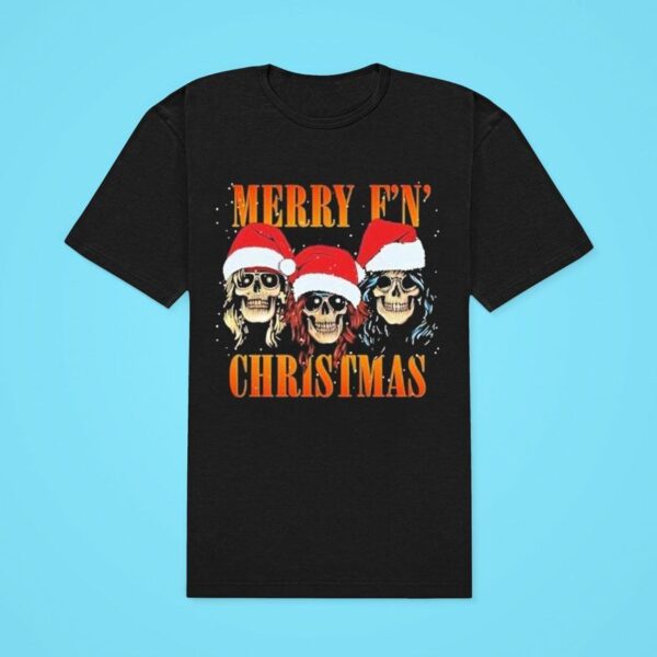 Guns N Roses Merry F N Christmas Skull Classic Tshirt