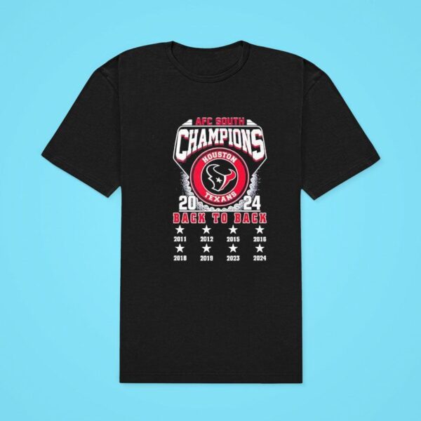 Houston Texans Afc South Champions Back To Back Tshirt