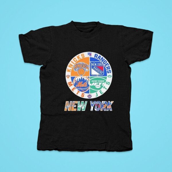 New York Knicks X New York Rangers X New York Mets X New York Jets Team Logo Tshirt