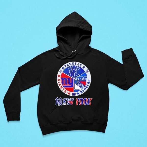 New York Yankees X New York Giants X New York Rangers Team Logo Hoodie