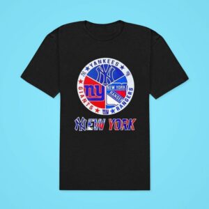 New York Yankees X New York Giants X New York Rangers Team Logo Tshirt