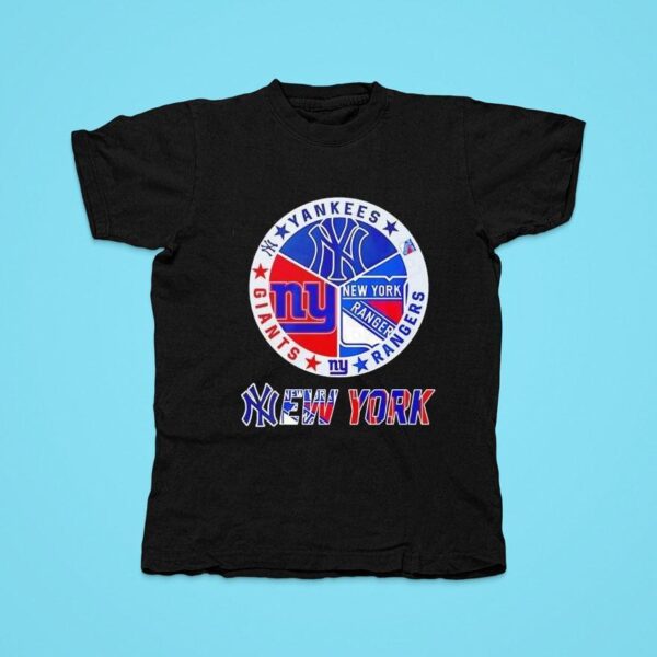 New York Yankees X New York Giants X New York Rangers Team Logo Tshirt