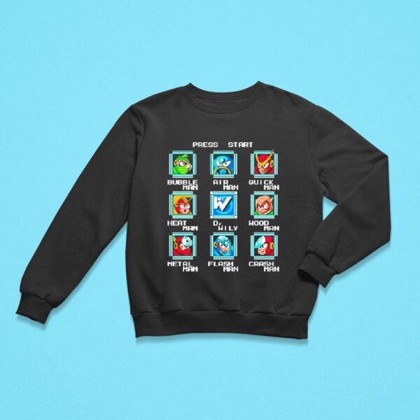 Press Start Mega Man Nes Video Game Sweatshirt