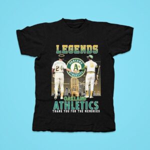 Rickey Henderson X Reggie Jackson Legends Signature Thank You For The Memories Oakland Athletics Tshirt