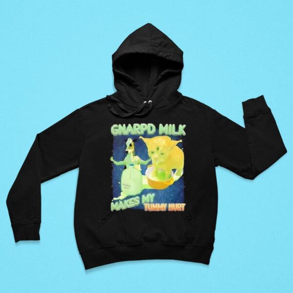 Alien Cat Brainrot Dank Gnarpd Milk Makes My Tummy Hur Hoodie