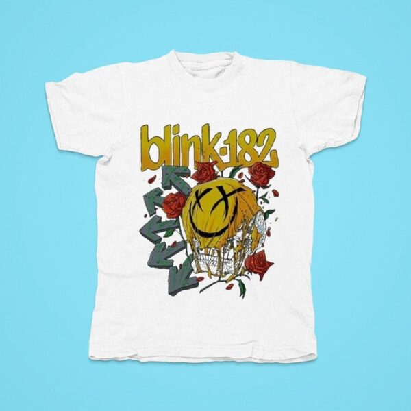 Blink Skull And Roses Logo Tshirt