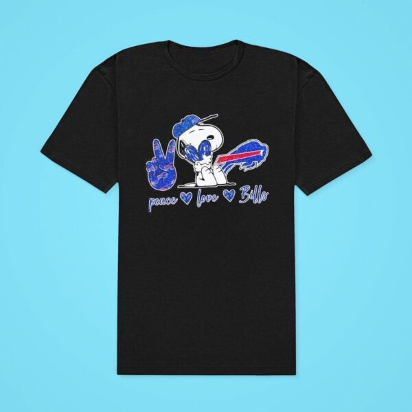 Buffalo Bills Peanuts Peace Love Bills Classic Tshirt