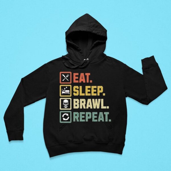 Eat Sleep Brawl Repeat Stars Video Gamer Gaming Hoodie