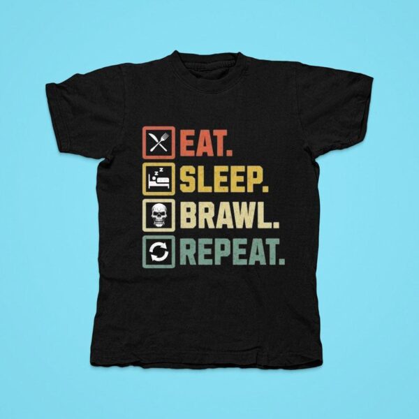 Eat Sleep Brawl Repeat Stars Video Gamer Gaming Tshirt