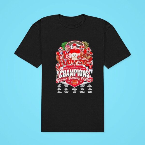 Georgia Bulldogs Football Sec Southeastern Conference Champions Signatures Classic Tshirt