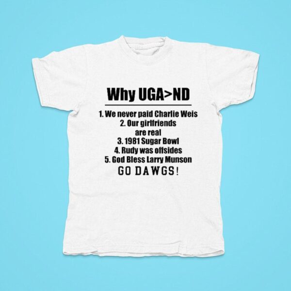 Georgia Bulldogs Georgia Gal Why Uga Nd We Never Paid Charlie Weis Good Bless Larry Munson Go Dawgs Tshirt