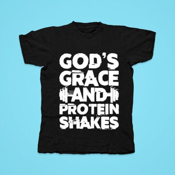 God S Grace And Protein Shake Washed Gym Tshirt