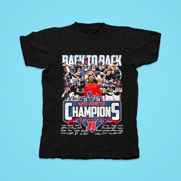 Houston Texans Back To Back Afc South Champions Tshirt