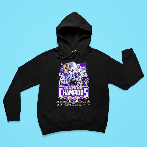 James Madison Dukes Boca Raton Bowl Champions Signatures Hoodie