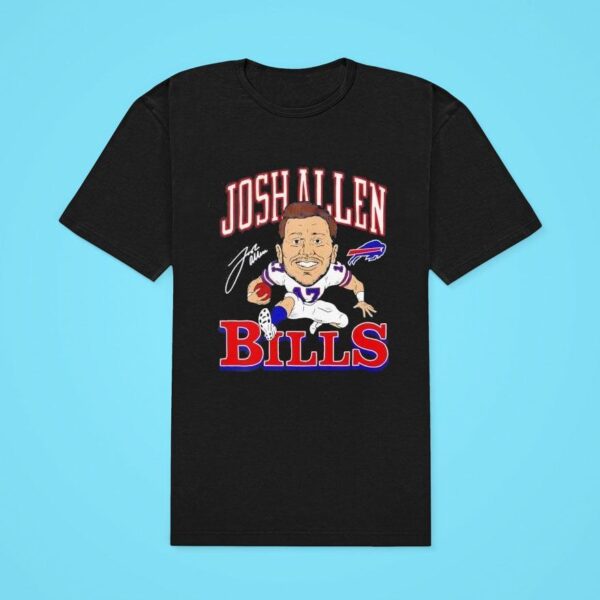 Josh Allen Buffalo Bills Caricature Signature Classic Tshirt