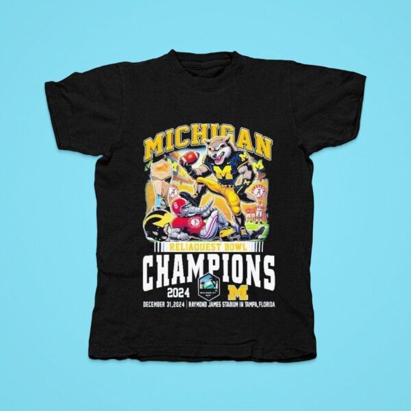 Michigan Wolverines Alabama Crimson Tide Football Reliaquest Bowl Champions Masco Tshirt