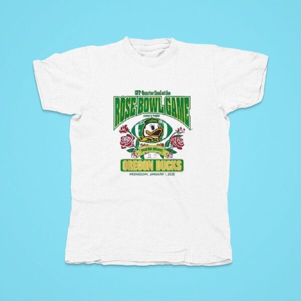 Oregon Ducks Rose Bowl Cfp Football White Tshirt