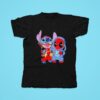 Stitch And Deadpool Cartoon Tshirt