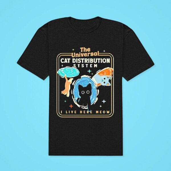 The Universal Cat Distribution System I Live Here Meow Classic Tshirt